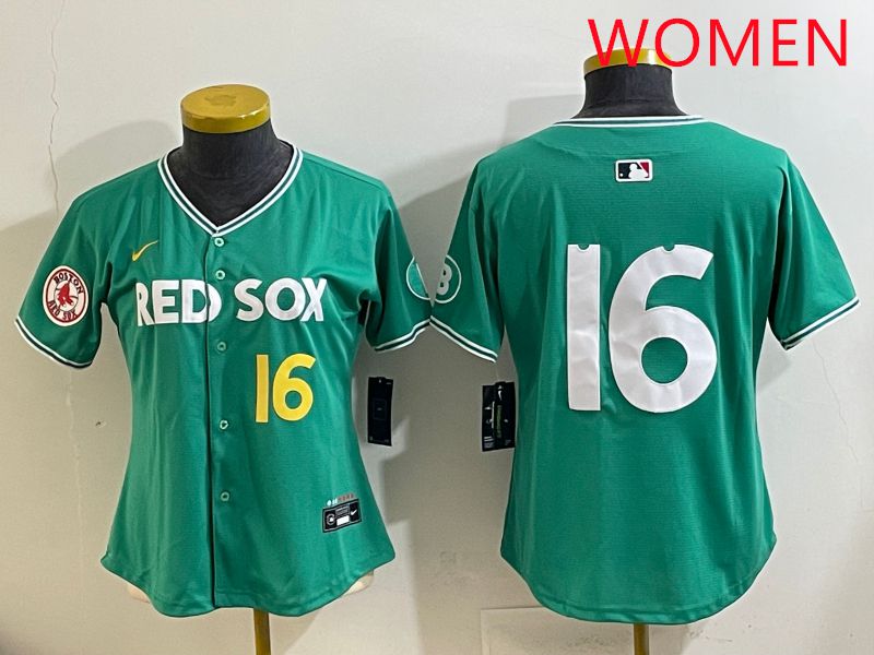 Women Boston Red Sox #16 No Name Green Joint Name Nike 2025 MLB Jersey style 7->women mlb jersey->Women Jersey
